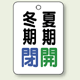 バルブ表示板 冬期閉 (青) ・夏期開 (緑) 65×45 5枚1組 (454-32)