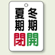 バルブ表示板 夏期閉 (赤) ・冬期開 (緑) 65×45 5枚1組 (454-37)
