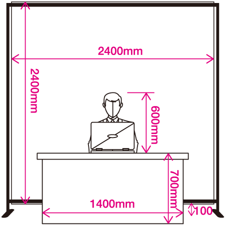 正面から見た寸法図