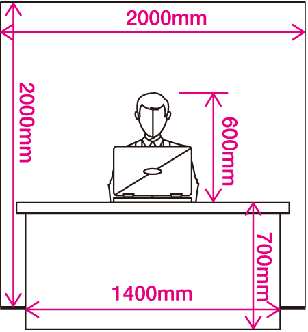 正面から見た寸法イメージ