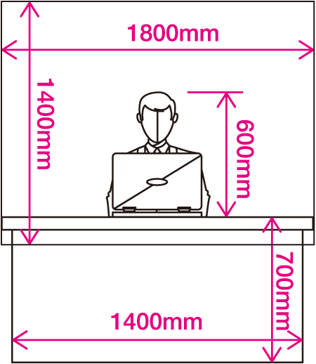 正面から見た寸法イメージ